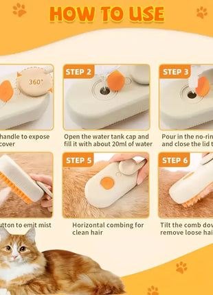 Cepillo vaporizador de masaje para mascotas